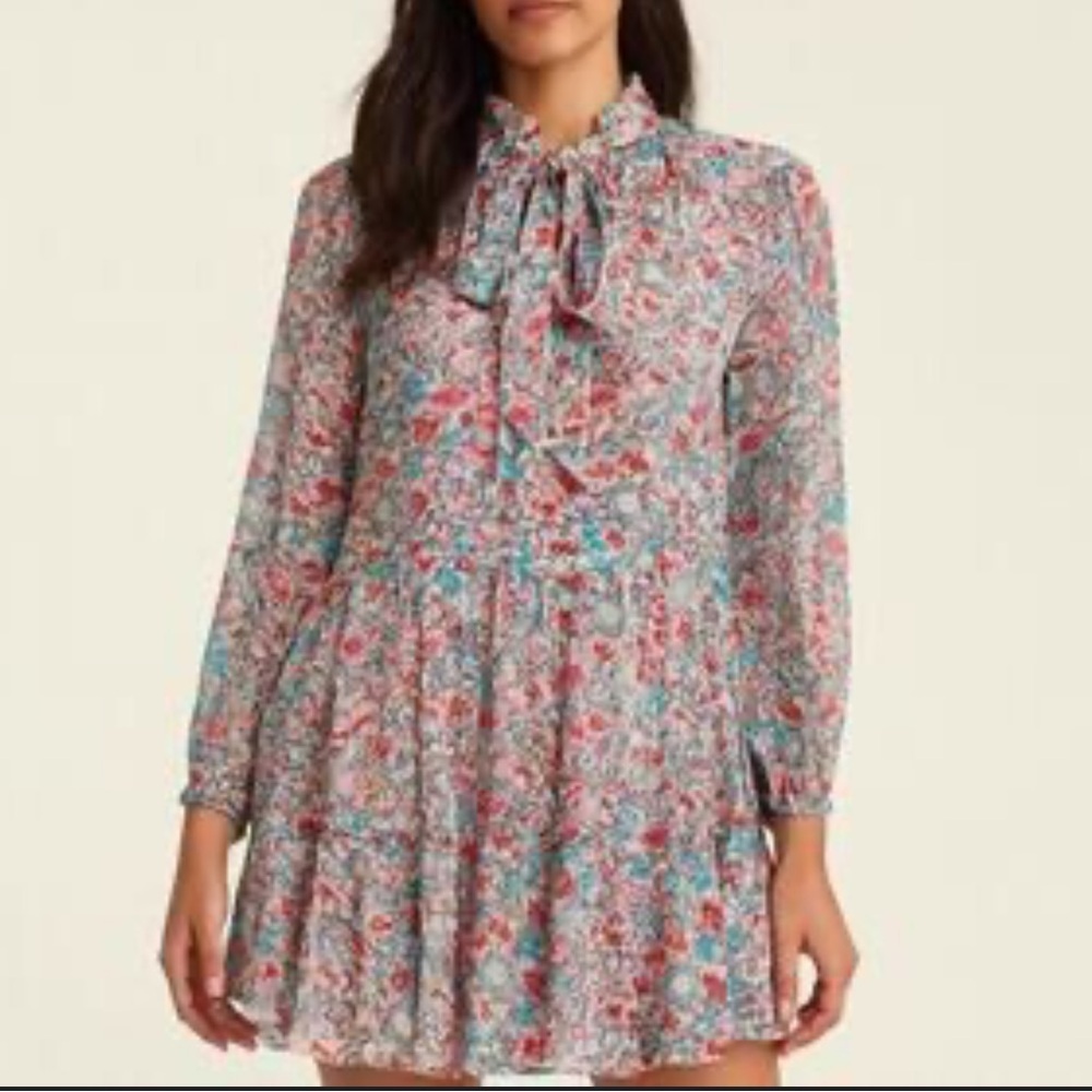 Shoshanna Avila Floral 100% Ruffle Silk Cocktail Mini Dress Size 10‎ - Picture 6 of 10